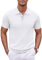 COOFANDY Mens Short Sleeve Poloshirt Regular Fit Knitted Golf Shirt Polo Collar Summer Shirt White XL