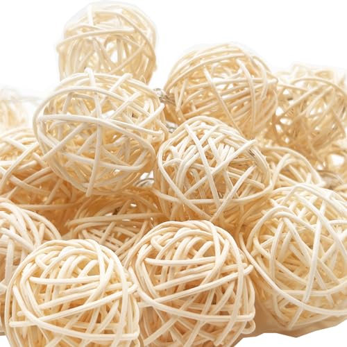 Realideas LED-Lichterkette aus Rattan-Kugel, 4 m, 20 LED Rattan-Kugeln, batteriebetrieben, für Innen- und Außenbereich, dekorative Lichterkette für Schlafzimmer, Party, Hochzeit und Garten