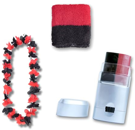 Sonia Originelli Fanset Fanartikel Fanschminke Schminkstift Schweißband Blumenkette in Länderfarben EM WM Fussball, Farbe: Albanien