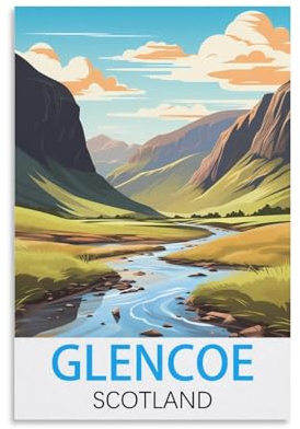 HSAYYIII Glencoe Vintage-Reiseposter Schottland, 30 x 45 cm, Leinwandkunst, Poster und Wandkunst, Bild, Druck, Schlafzimmer-Dekor