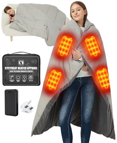CYCYHEAT 20000mAh Heated Blanket Battery Operated - 7.4V DC Portable Wireless Cordless USB Heating Blanket for Outdoors