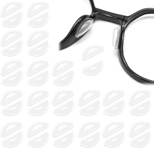Bmeigo 20 Pairs Glasses Nose Pads Self Adhesive, Silicone Eyeglasses Nose Pads Repair Kit Soft Anti-Slip Clear Nosepads Stick on for Spectacle Sunglasses, D-Shaped