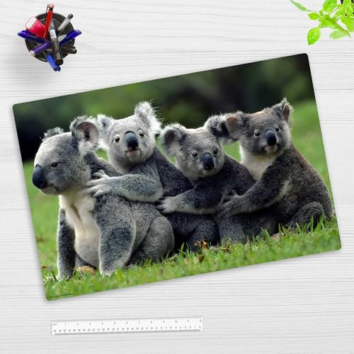 Schreibtischunterlage für Kinder und Erwachsene - Koala Familie - 60 x 40 cm - aus hochwertigem Vinyl - Made in Germany