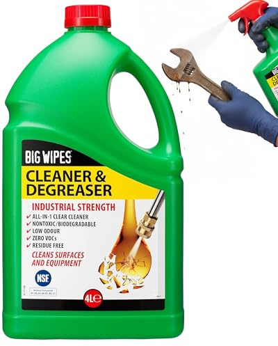 Big Wipes Cleaner & Degreaser Spray, Multipurpose Cleaner - 4L | Multipurpose Formula, Kitchen Heavy Duty, NSF Safety Approved, Industrial Surface Cleaner, Removes Grease, Oil, Dirt & Grime