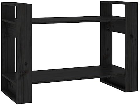 HETFTJN Book Shelf Stand Mehrzweckschrank Cd Regal Apothekerschrank Küche - Bücherregal/Raumteiler Schwarz 80x35x56,5 cm Massivholz Kiefer für Schlafzimmer Badezimmer Wohnzimmer Büro