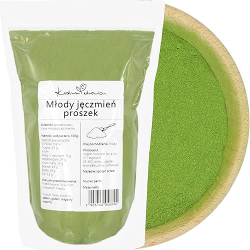 Erba d'Orzo in Polvere Naturale 500g | Ricca di Proteine, Fibre e Vitamine | Ideale per Frullati, Smoothie, Succhi Detox e Ricette Salutari | KUCHNIA ZDROWIA