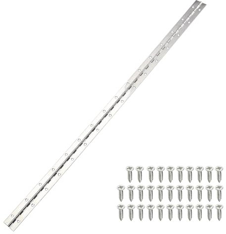 sourcing map Piano Hinge, 36 Inch x 1.5 Inch Stainless Steel Continuous Hinge Door Hinge with Holes, for Boat Cabinet Door Box Furniture, Silver