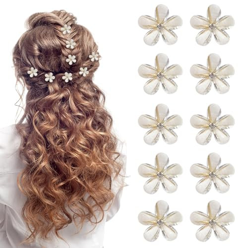 Lot de 10 petites pinces à cheveux roses antidérapantes en forme de fleur pour filles et femmes, accessoires de tous les jours, de fête et de mariage