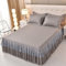 Grewod Jupe de Lit 180x200cm - 45cm de Hauteur - Gris - Cache-Sommiers Polyester - Drap Dentelle Couleur Unie