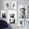 BeiYiHo Bilder Badezimmer Tiere Schwarz Weiß Poster Lustige Tiere Bild Toilette Tier Löwe 21x30 Wandbild WC Deko Kunstdruck Bad Leinwand Modern