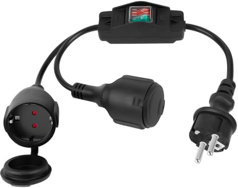 Rallonge Double Prise, Rallonge avec Interrupteur 16A 250V, Câble d'Extension avec Interrupteur, Rallonge de Prise UE, Rallonge Électrique extérieur IP44 pour Extérieure ou Intérieure Cuisine, Bureau