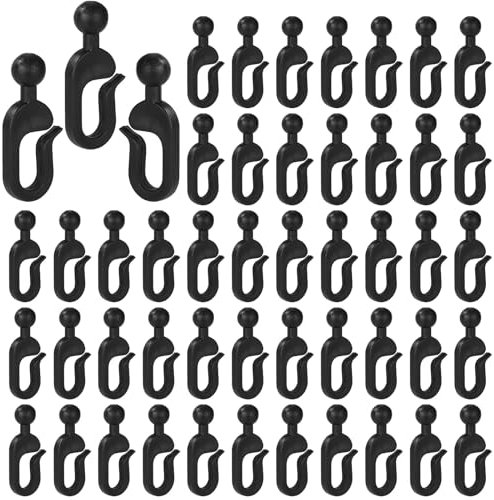 Lyreh 50pcs Crochets en Plastique pour Rideaux de Tonnelle, Crochets Invisibles Rideaux pour Moustiquaire Auvent Fournitures pour Maison et Hôtel (Noir)