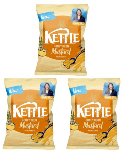 Honey & Dijon Mustard Potato Chips 130g, Pack of 3, 100% British potatoes, Hand Cooked, British Potatoes, Gluten-Free, Suitable for Vegetarians