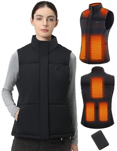 Mincoo Beheizbare Weste Damen mit 5V 10000mAh Akku - Heizweste Damen mit 3 einstellbare Temperaturen, 5 beheizten Zonen, ideal für Outdoor-Arbeit, Skifahren, Wandern und Pendeln