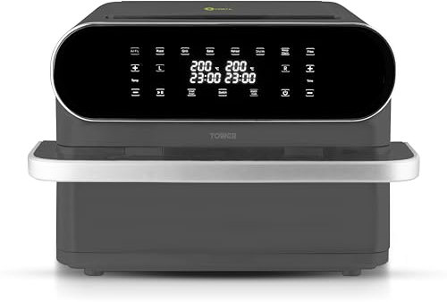 Tower T17202 Elite Flexi-Drawer Air Fryer with Divider, Vortx Cooking Technology, Digital Control Panel, 8 Cooking Presets, 1700W, Graphite
