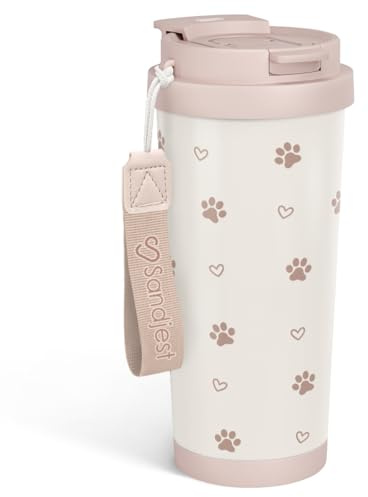 Paw Print Tumbler - Stainless Steel 2-in-1 Lid Coffee Tumbler 18 oz, Insulated Travel Mug Gift for Dog Mom Dog Lovers Women Girls Teens, Birthday Christmas