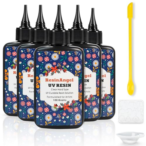 ResinAngel 500g UV-Harz-Set – Kristallklares, vorgemischtes UV-Harz, schnellhärtend & selbstnivellierend, vergilbungsfrei für Schmuck, Bastelkunst & Beschichtung