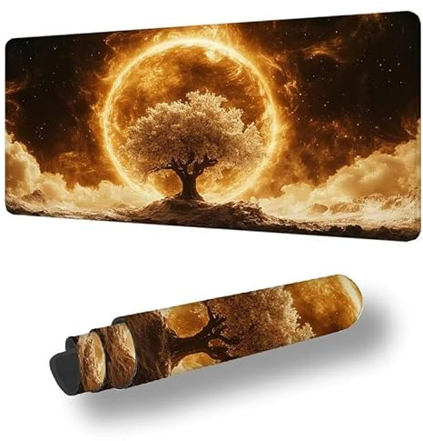 Mauspad XXL 500x250 MM, Gaming Mousepad Traum mit Genähten Kanten, Schreibtischunterlage mit Rutschfester Gummibasis, Baum Mauspad Gaming Verbessert Präzision und Geschwindigkeit, Büro Zubehör S-6268