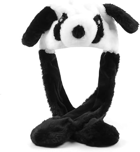 YskerrigToy Panda Mütze mit Beweglichen Ohren, Tiermütze Plüsch Lustige Hüte Mützes mit Wackelohren Drücken der Tiermütze Lustige Plüsch Hut mit Ohren Cosplay Wintermütze Hut für Weihnachts Geschenk