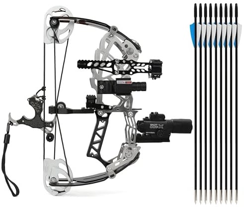 surwolf Bogenschießen Compound Bogen Set, 15-32 Pfund Jagd-Katapultbögen, 12.9 Zoll Compound Bogen mit kurzer Achse, für Outdoor Jagd, Zielschießen, Jagdbogen