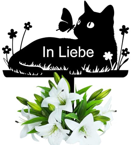 Wondramble Grabstein Katze für Draußen,grabschmuck Katze wetterfest,gartenstecker,gedenktafel (30cm, Katzen)