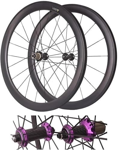 KUNYOS 50Mm Carbon Tubeless Radsatz C/V/Felgenbremse Rennrad Hinterrad+Vorderrad Laufradsatz 700C Fahrradräder Schnellspanner, Vorne 2 Hinten 5 Lager