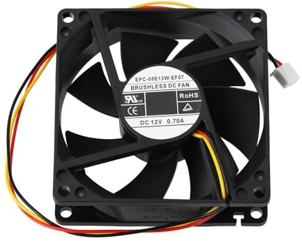 YINETTECH Ventilateur de Refroidissement à 3 Fils EFC-08E12W-EF07 DC12V 0,70A 80x80x25mm pour PC