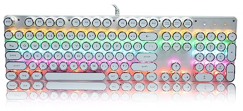 aqxreight 900‑5 White Mechanical Keyboard with Retro Round Computer Parts Is for Expectancy i PC KeyboardKeyboardMechanical KeyboardGame KeyboardComputer Parts