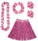WIDMANN MILANO PARTY FASHION - Set di costumi hawaiani, gonna di rafia, collana di fiori, cerchietto e braccialetti di fiori, festa estiva, festa in spiaggia, carnevale