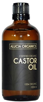 ALUCIA ORGANICS Huile de ricin certifiée biologique - Huile de ricin 100% pure pour le visage, les sourcils, les cils et les cheveux - Naturelle, pressée à froid et non raffinée - Vegan (100ml)