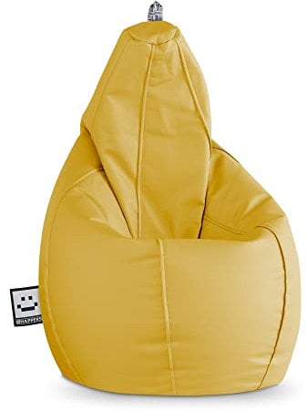 HAPPERS Puff Salón Pera Polipiel Interior Mostaza XL