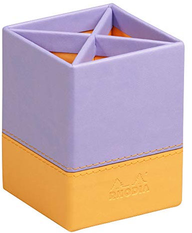 Rhodia 318819C Stifteköcher (8 x 8 x 11 cm, Kunstleder, elegant und praktisch, ideal für Ihr Büro) 1 Stück, iris