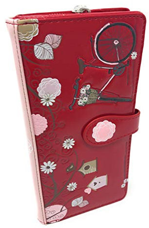 Shag Wear Vintage Postkarte Fahrrad Große Geldbörse für Damen und Teenager Mädchen Vegan Kunstleder Lachs 17,8 cm, lachsfarben, Large, Modern