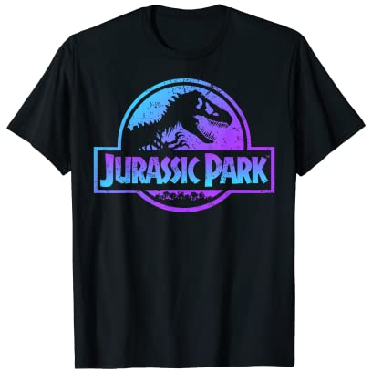 Jurassic Park Blue Purple Gradient Fossil Logo T-Shirt