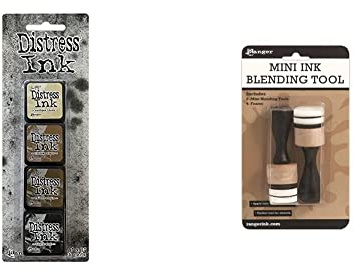 Tim Holtz Distress Mini Ink Kits-Kit #3 & Mini Ink Blending Tool-1 Round