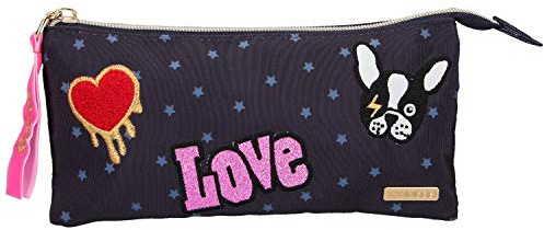 Depesche 10681 Schlamperetui Fächer, TOPModel Hund, dunkelblau, ca. 11 x 22 x 5 cm