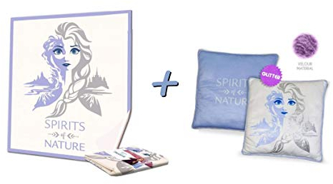 Die Eiskönigin Frozen II Set Fleece-Decke (160x130cm) + Kissen (45x45cm)
