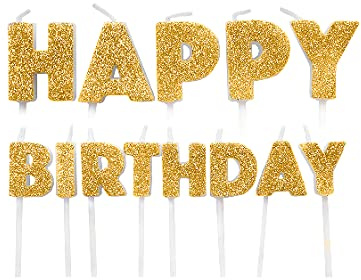 Anniversary House Happy Birthday Kerzen Gold Glitzer 13 Stück Feier Kuchen Topper Dekoration 7 Zentimeter AHC230