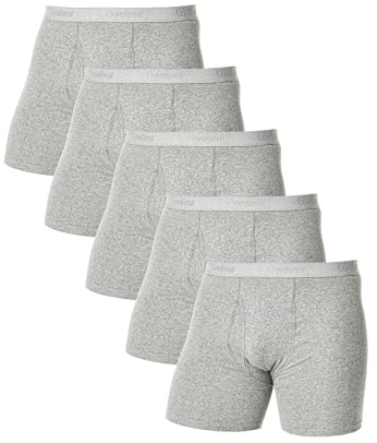 Comfneat Herren 5er Pack Boxershorts Langes Bein Elastisch Baumwolle Unterhosen mit Eingriff (Grau Melange 5er Pack, XXL)