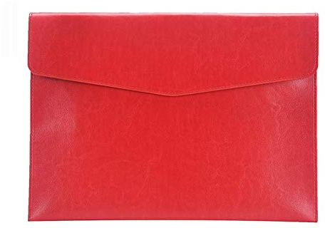 Enyuwlcm Porte-documents A4 en cuir PU avec fermeture à pression pour reçus de contrat Rouge