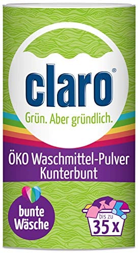 claro Kunterbunt Waschpulver Waschmittel-Pulver für bunte Wäsche - vegan & nachhaltig, 35 Waschgänge, 1 kg
