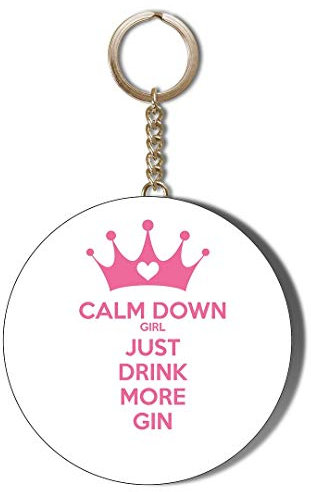 Gift Insanity CALM DOWN GIRL AND DRINK MORE GIN 45mm CHAIN KEYRING BOTTLE OPENER