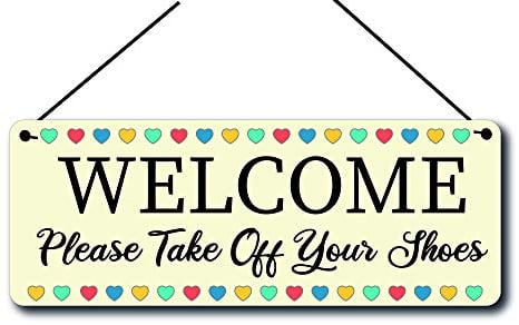 Maggie-mais Welcome Please Take Off Your Shoes Sign 20 x 7.5 cm