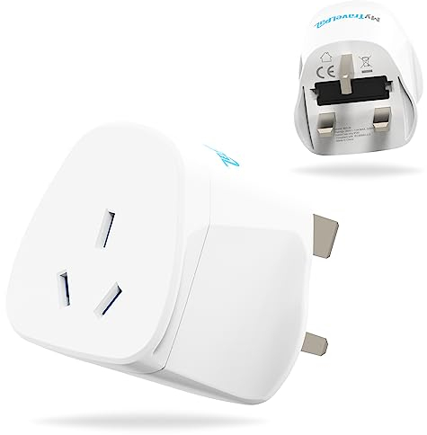 Australia To UK Adapter (2 Pack) | 2 x MyTravelPal® Travel Adaptors With 10A Fuse | Accepts Australia, China, New Zealand, Argentina Plugs For Use in UK | Type I Adapter