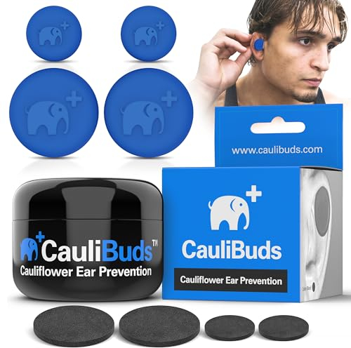 CauliBuds™ Blumenkohl-Ohrmagnete – Premium-Silikon-Magnet-Kompressionsset für Blumenkohl-Ohrprävention und -behandlung bei BJJ, Ringen, MMA und Rugby – minimiert die Ohrentleerung (blau)