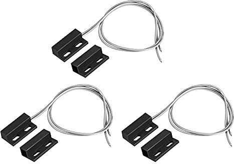 sourcing map Kabelgebundener Türkontakt-Fenster-Sensor, keine Oberflächenmontage, magnetischer Reed-Schalter, schwarz, 3 Stück
