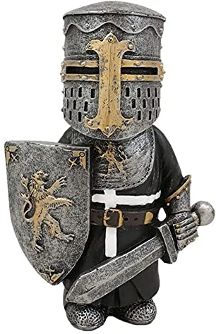Knight Gnomes Guard Garden Gnome Ornaments Outdoor Medieval Crusader Knight Suit Statue Waterproof Resin Ornament for Yard Lawn Garden Decorations (F)