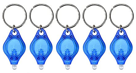 tooloflife 5 PCS Mini LED Llavero Linterna Antorcha Lámpara Rayos ultravioleta Llavero Luces Pasaporte ID Detector de moneda con pilas de botón (41 * 23.5 * 9 mm), azul