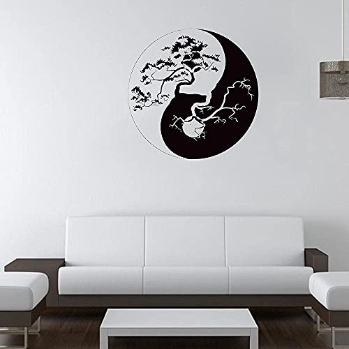 Yin Yang Philosophie Baum Wandaufkleber China Wandaufkleber Wohnzimmer Schlafzimmer Dekoration Aufkleber Vinyl Wandbild 42X42Cm