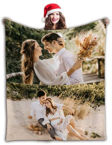 Gudina personalisierte Decke Fotodecke mit Eigenem Foto Name/extra weiche und gemütliche Sofadecke/personalisiertes Fotogeschenk/Decke mit Collage/Multiple Colors to Choose from-80cmX120cm